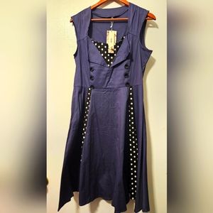 Zaful Retro Pinup Dress Navy Blue